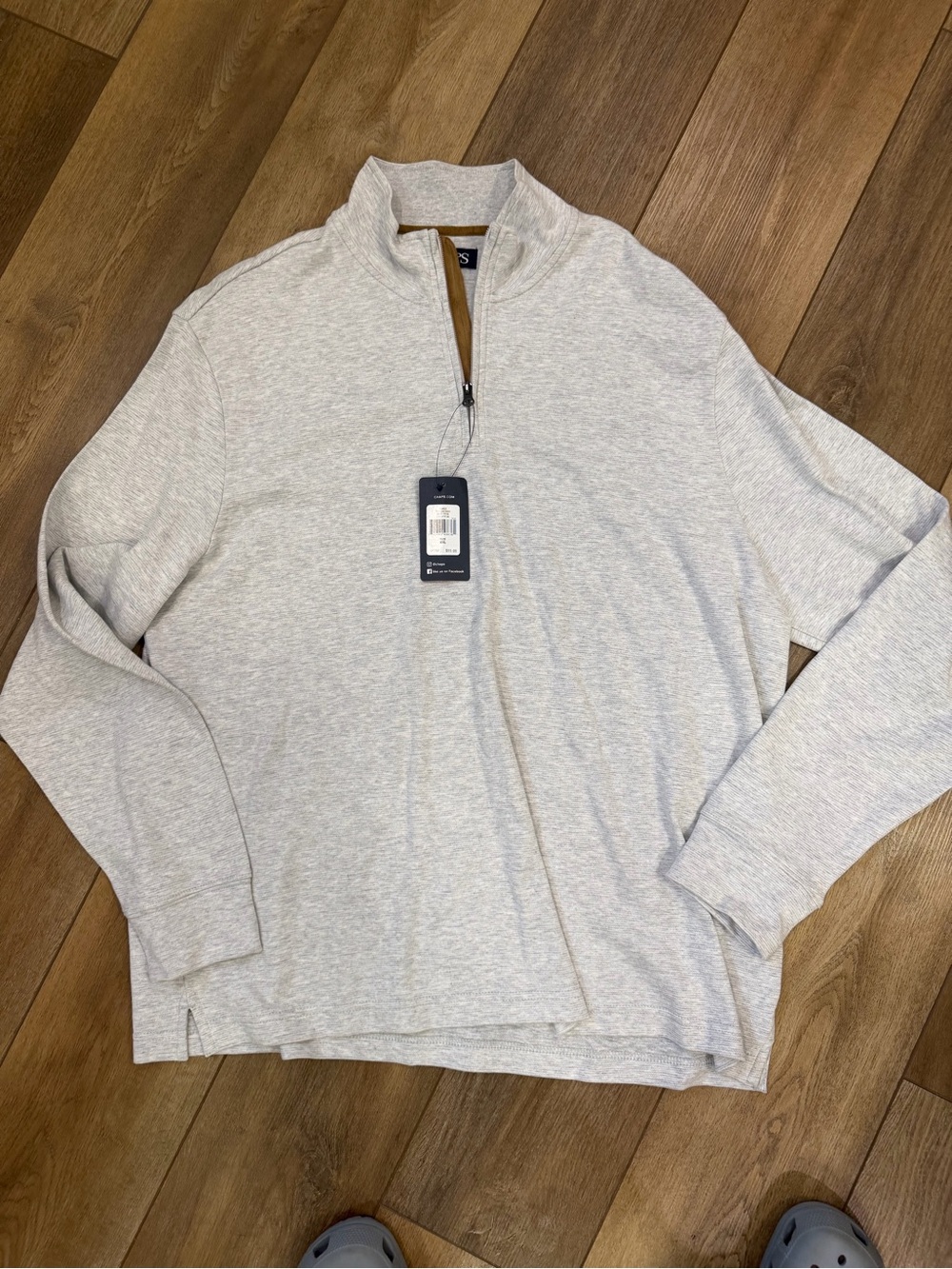 Chaps Men's Light Heather Gray Quarter-Zip Sweater